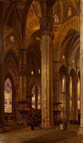 Arturo Ferrari Interior of Milan Cathedral Spain oil painting art